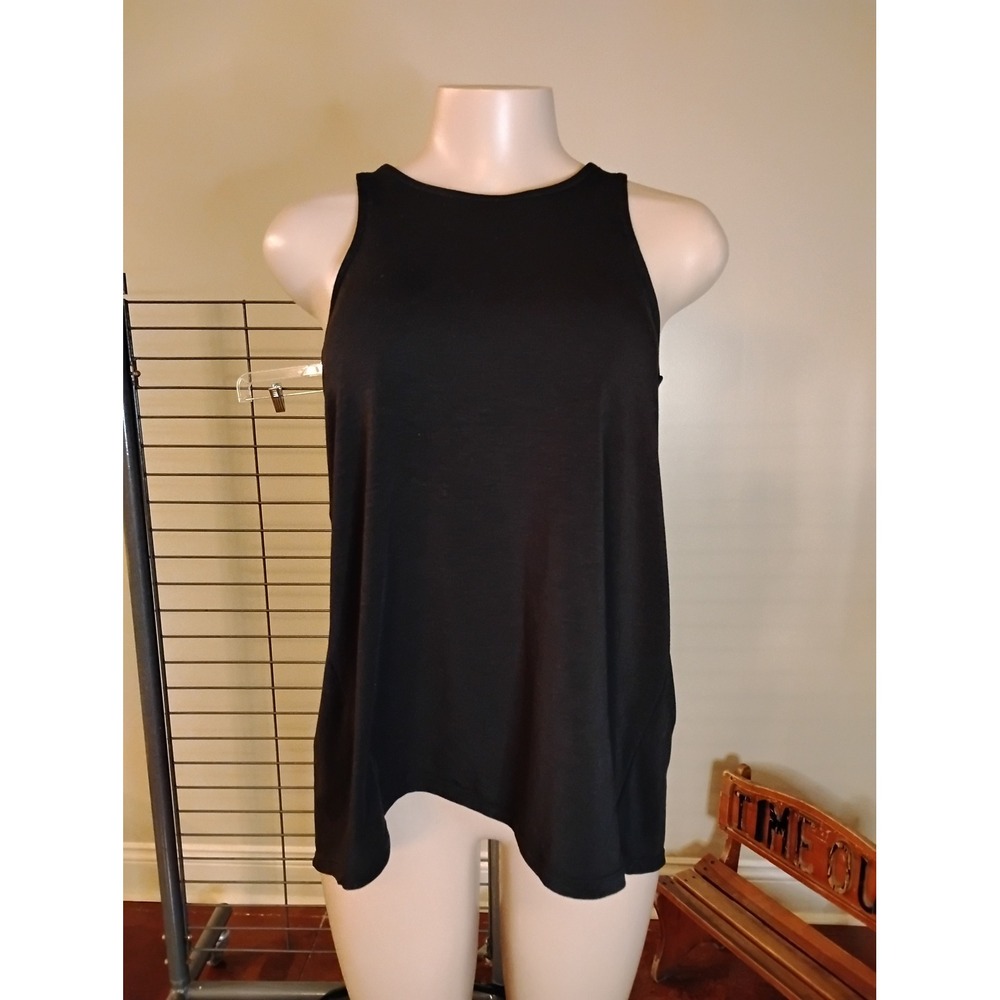 Avia Women Black Soot Tulip Back Activewear Tank Top Sleeveless Yoga Shirt S 4-6